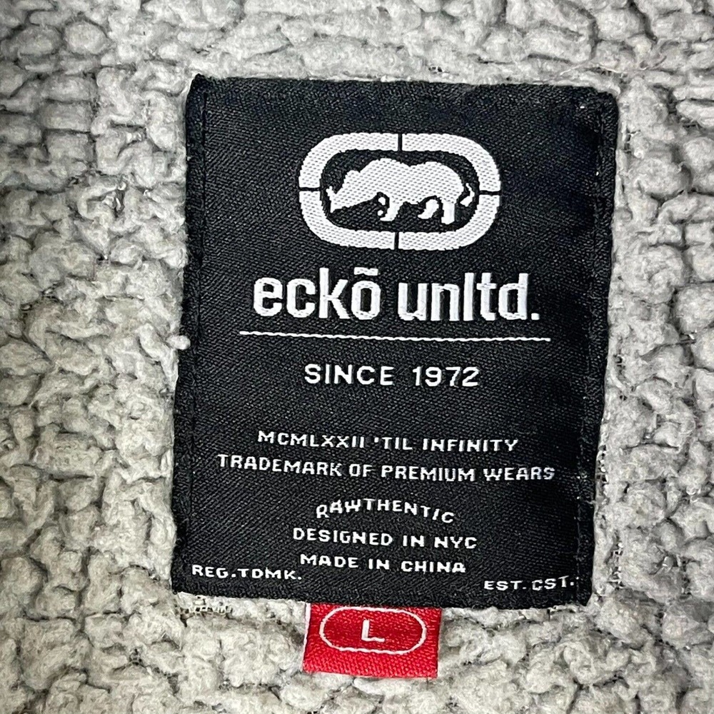 Ecko Unltd Hoodie Jacket Adult Large Gray/Camo Heavyweight Full Zip Mens - Picture 8 of 13